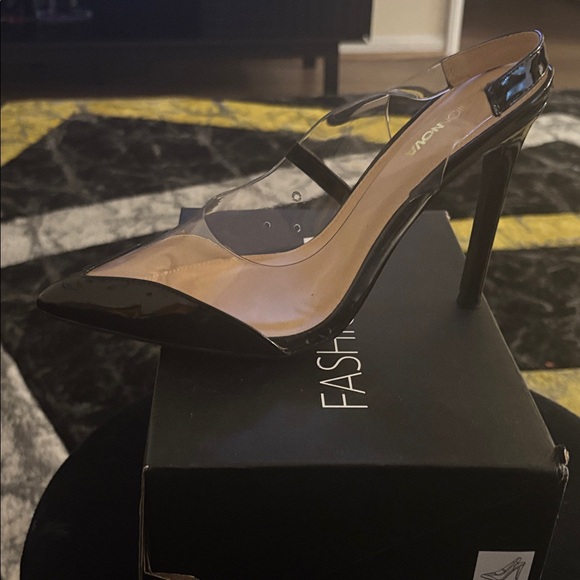 Fashion Nova Black and Transparent Heels - Picture 2 of 7